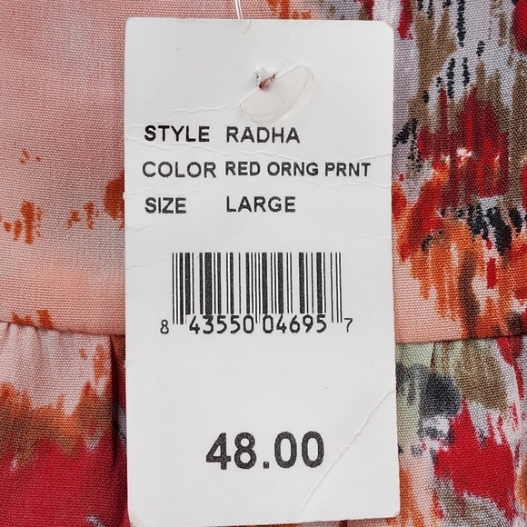 Current Affair Women's Red Orange Print Radha Tank Top -L - Picture 6 of 7